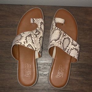 Sandals, snake print